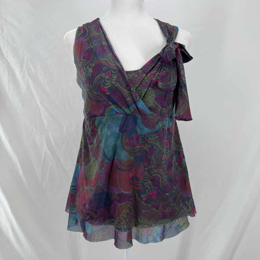 Y2K Mesh Babydoll Top Size M Fairy Grunge Festival Indie Whimsigoth Artsy 2000s